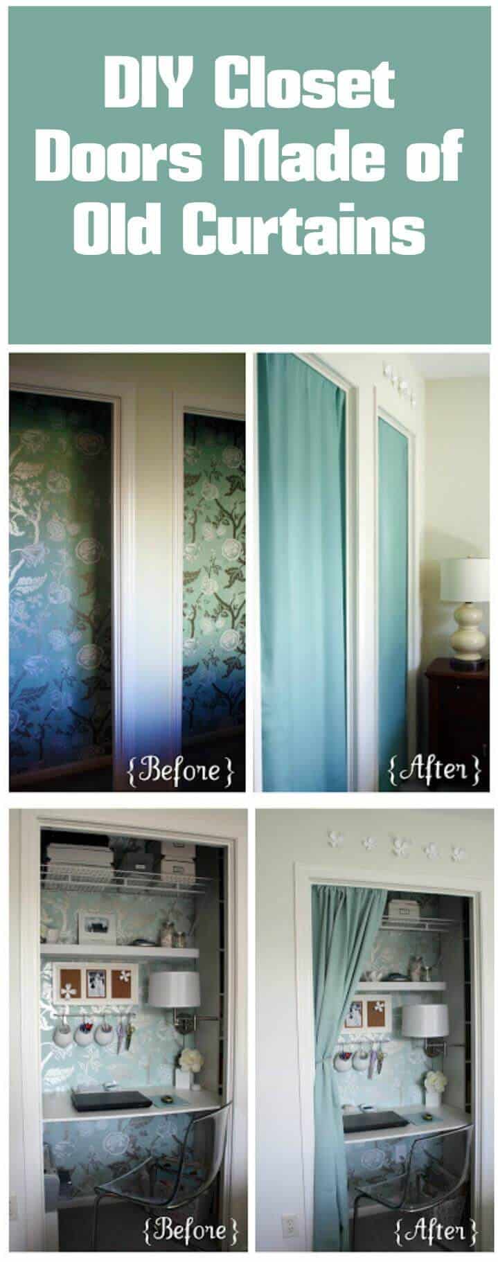 puertas de armario instantáneas hechas de cortinas viejas